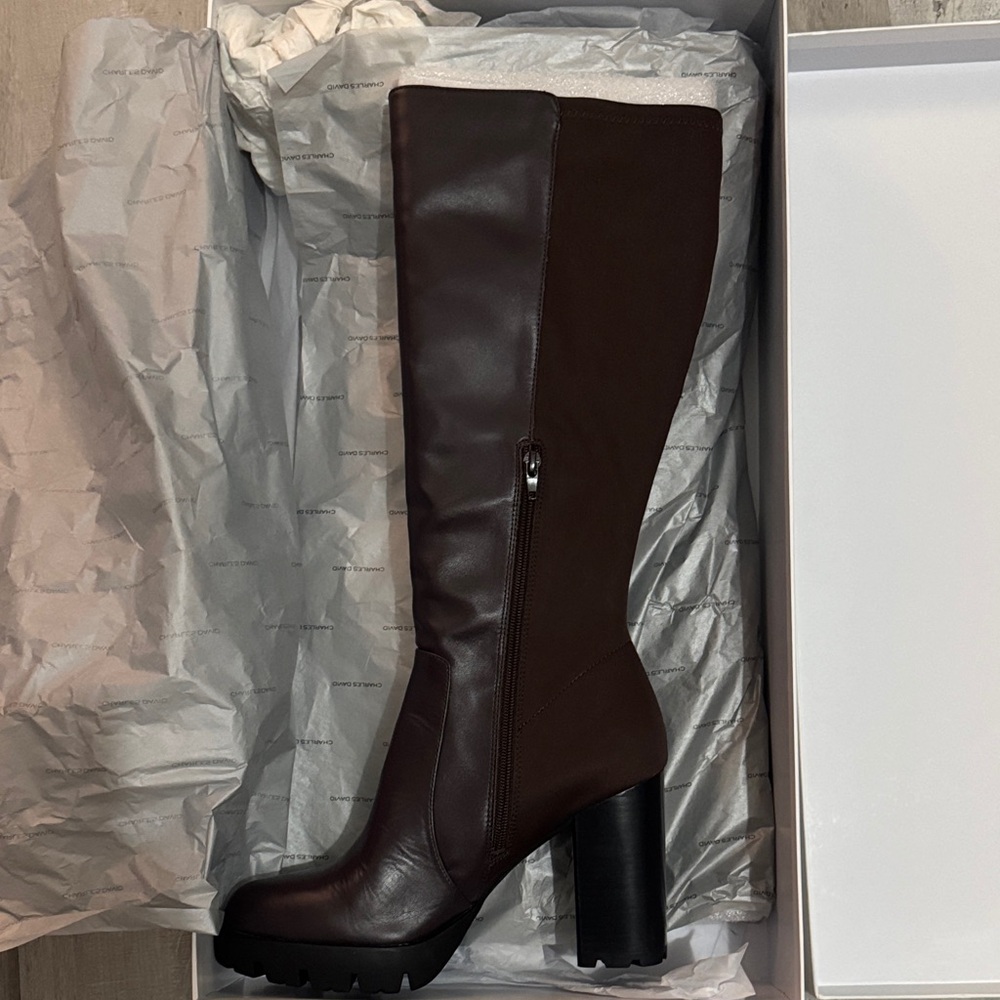 Charles David Elegant Brown Knee-High Boots